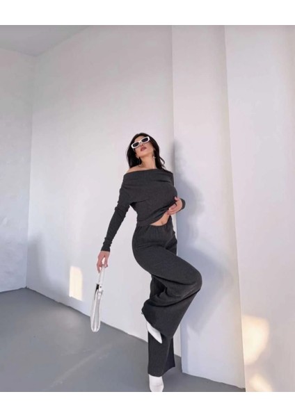 Kadın Alt-Üst Tek Omuzu Açık Modern Şık Pantolon-Bluz Takım fiyatları