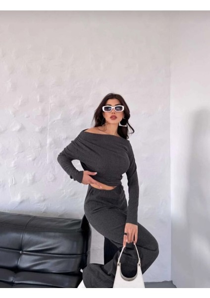 Kadın Alt-Üst Tek Omuzu Açık Modern Şık Pantolon-Bluz Takım fırsatları