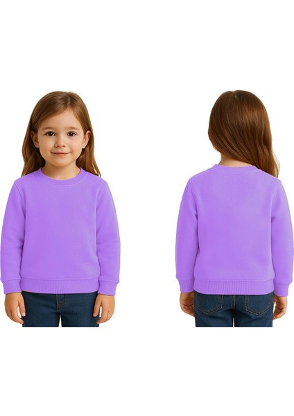 Unisex Düz Baskısız Çocuk Sweatshirt 3 Iplik Şardonlu Kumaş