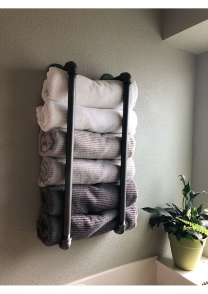 Şık Siyah Endüstriyel Su Borusu Ferforje Çoklu Havluluk Askısı modelleri