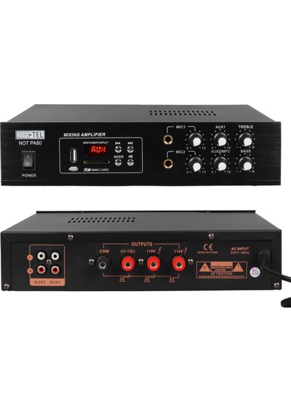 80 W Mini Usb-Sd-Bluetooth 70-100 V 2 Mik. Giriş Trafolu Anfi modelleri