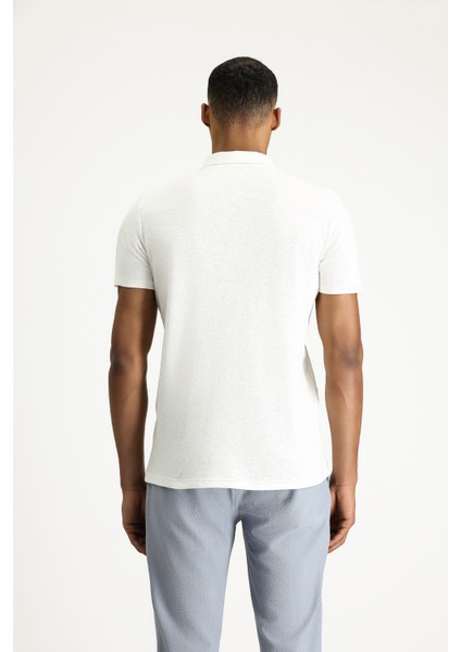 Polo Yaka Slim Fit Dar Kesim Keten Karışımlı Tişört modelleri