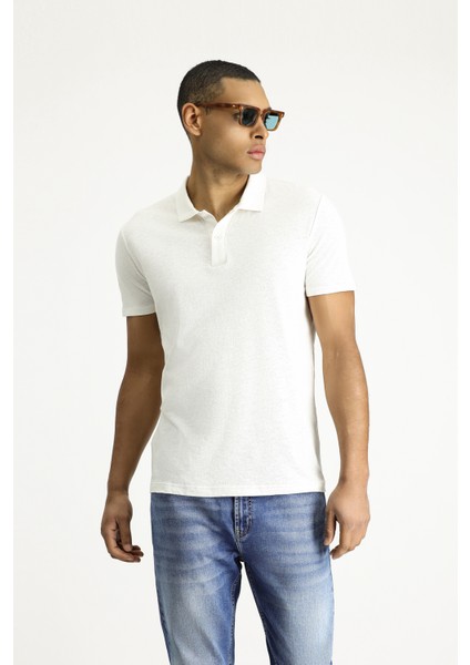 Polo Yaka Slim Fit Dar Kesim Keten Karışımlı Tişört indirimleri