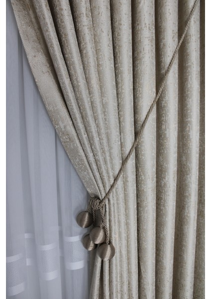 Fon Jakar Perde Perla Desen Çift Kanat Sık Pileli(1 x 3)