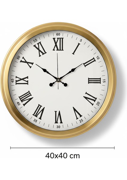 Metal Altın Rengi Duvar Saati | 40 cm | Butik Saat
