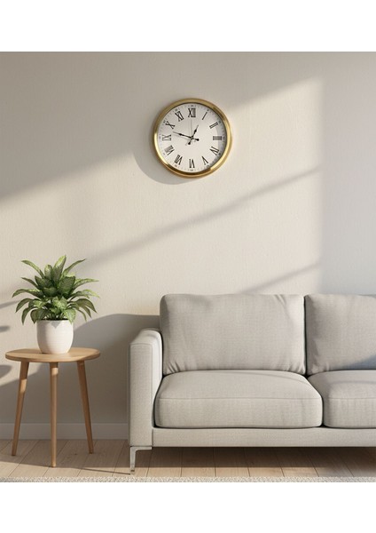 Metal Altın Rengi Duvar Saati | 40 cm | Butik Saat fiyatları