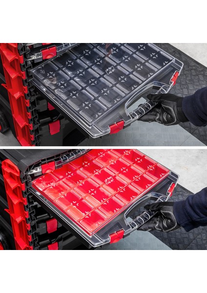 Tekerlekli 5 Katlı Taşınabilir 70 Litre Organizer Bölmeli Kulplu Kilitli Takım Çantası Alet Çanta fiyatları