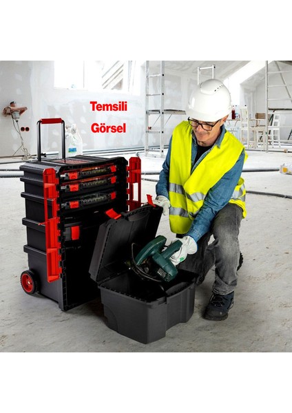 Tekerlekli 5 Katlı Taşınabilir 70 Litre Organizer Bölmeli Kulplu Kilitli Takım Çantası Alet Çanta fırsatları