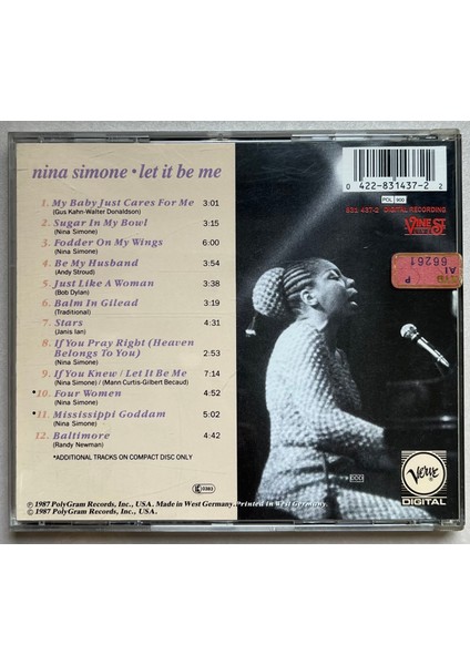 Nina Simone Let It Be Me CD (Orijinal 1987 Dönem Baskı Cd) fiyatları