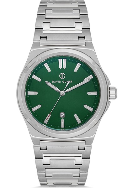 Davıd Guner Gümüş Kaplamalı Yeşil Kadranlı Erkek Kol Saati DG-8781GA-WA7