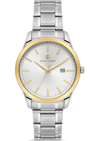 Davıd Guner Sarı Beyaz Kaplamalı Beyaz Kadranlı Erkek Kol Saati DG-8754GA-D1
