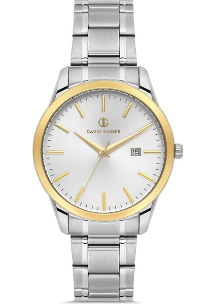 Davıd Guner Sarı Beyaz Kaplamalı Beyaz Kadranlı Erkek Kol Saati DG-8754GA-D1 modelleri