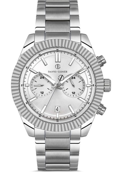 Davıd Guner Gümüş Kaplamalı Beyaz Kadranlı Erkek Kol Saati DG-8734GA-A1