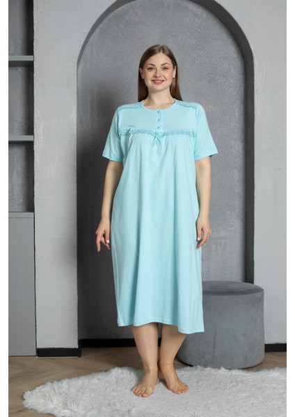 %100 Pamuklu Penye Kısa Kollu Büyük Beden Anne Geceliği 520 fiyatları