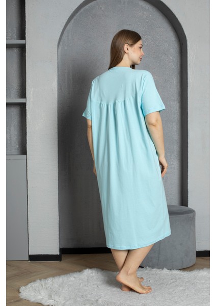 %100 Pamuklu Penye Kısa Kollu Büyük Beden Anne Geceliği 520 indirimleri