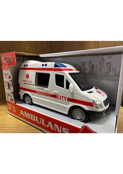 Oyuncak Ambulans Sesli Işıklı Büyük Ön Kapı ve Yan Kapısı Açılır Oyuncak Ambulans Araba 1:16 fiyatları