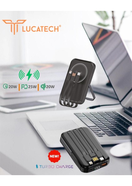 13.000 Mah 25W Magsafe Powerbank — iPad Pro 11 2022 / iPad Air M1 / iPad 9 (Yüksek Kapasiteli Manyetik) modelleri