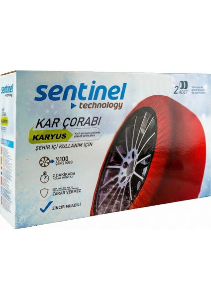 Karyus Pratik Kar Çorabı - L- Zincir Muadili - Jant Çizmez Kolay Montaj - (L)