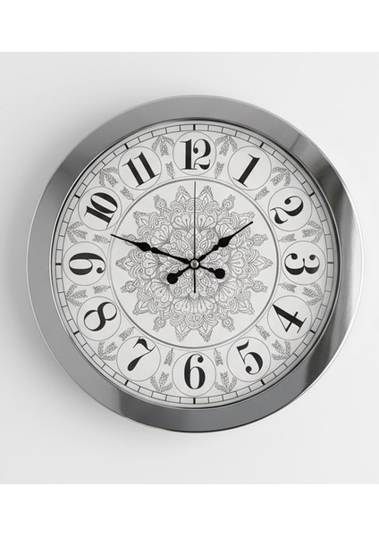 Metal Dekoratif Krom Duvar Saati | 36 cm | Butik Saat