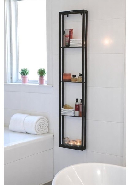 Siyah Çok Amaçlı Metal Raf, Oturma Odası ve Banyo Için Şık Depolama Çözümü