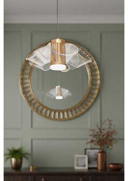 Doğa 4 Gold LED Avize – Dalga Formlu Modern Tasarım