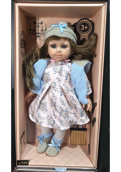 Mavi Elbiseli Kutulu Bebek 40 Cm.