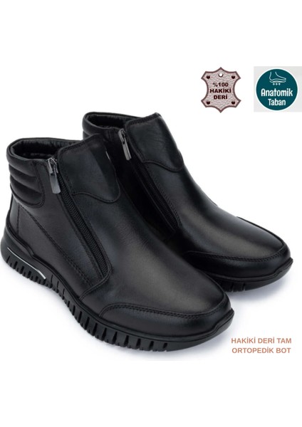 Tam Ortopedik Hakiki Deri Kaymaz Taban Rahat Fermuarlı Anne Botu Kadın Bot
