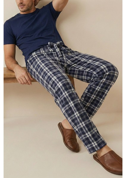 Luxury Soft Wellsoft Polar Ekose Kare Desenli Kışlık Pijama Altı Pantolon