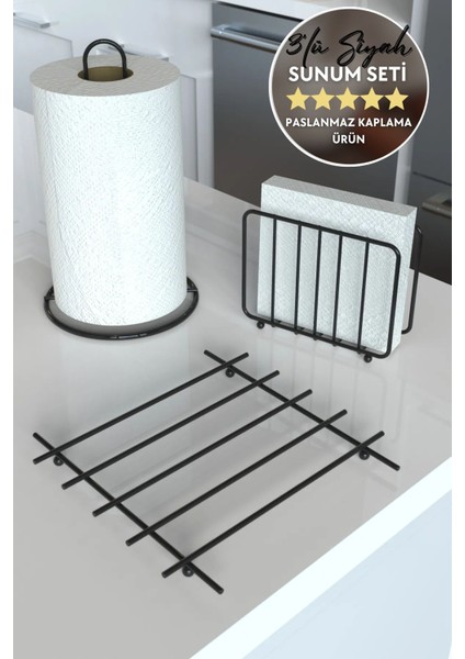 Siyah Mutfak Servis Seti, Dik Havluluk, Kafes Peçetelik, Nihale