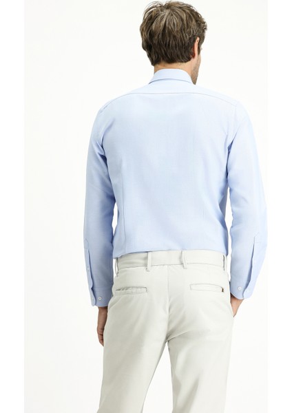 Uzun Kol Slim Fit Düğmeli Yaka Oxford Pamuklu Kolay Ütülenebilir Gömlek