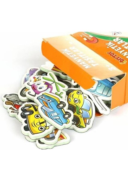 Manyetik Mıknatıslı Taşıtlar Oyuncak Buzdolabına Yapışan Magnet Eğitici Manyetik Araba 30 Parça