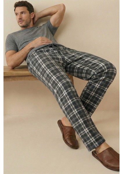 Luxury Soft Wellsoft Polar Ekose Kare Desenli Kışlık Pijama Altı Pantolon