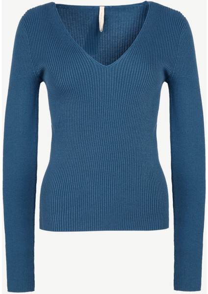 V Yakalı Dikişsiz Triko