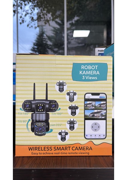 V380 Pro 2 Kamera 3 EKRAN Bir Arada 2 IŞIK Siyah Gri