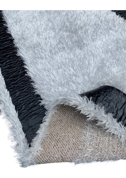 Saray Halı Simli Deri 80X150 Siyah Beyaz Gri Dekoratif Yolluk Gri Siyah fırsatları