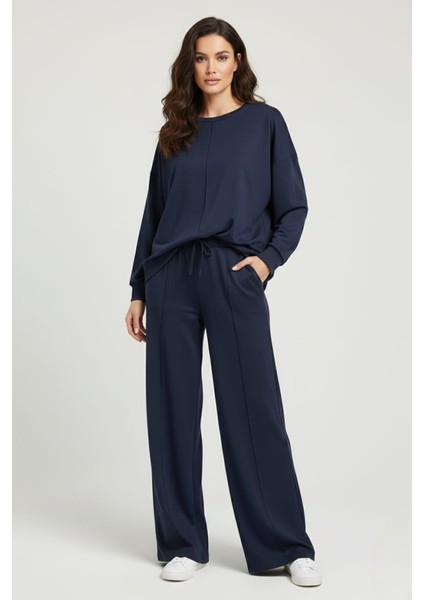 Kadın Şık Rahat Bisiklet Yaka Çımalı Ikili Takım fiyatları