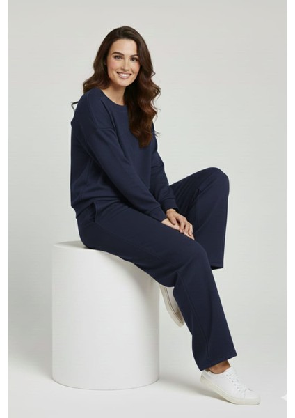 Kadın Şık Rahat Bisiklet Yaka Çımalı Ikili Takım modelleri