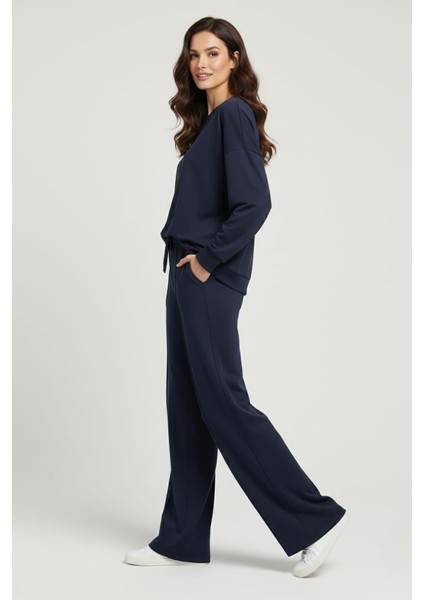 Kadın Şık Rahat Bisiklet Yaka Çımalı Ikili Takım fırsatları