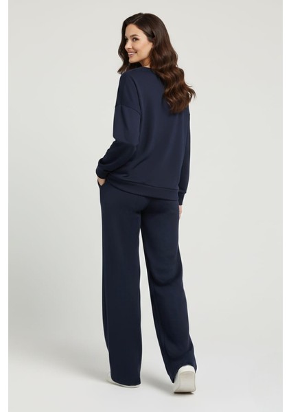 Kadın Şık Rahat Bisiklet Yaka Çımalı Ikili Takım indirimleri