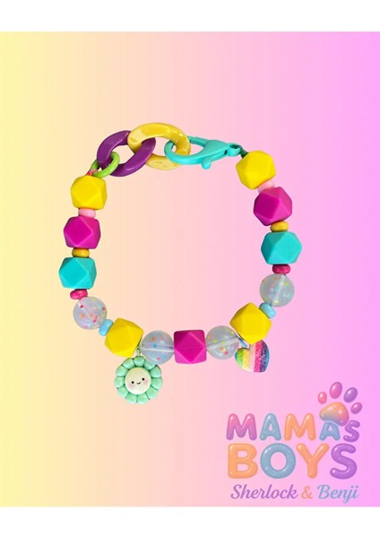 Sevimli Çiçek Charmlı Gökkuşağı Köpek Kolyesi / Tasması