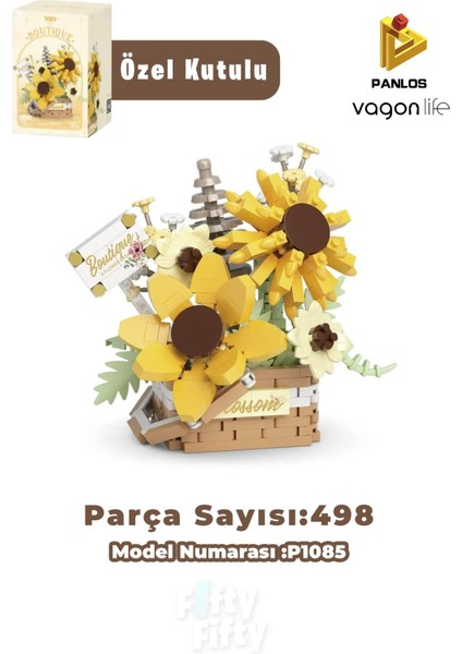 Panlos Boutıque Serisi Mini Çiçek Buketi 498 Parça Oyuncak Yapım Seti -FFP1085
