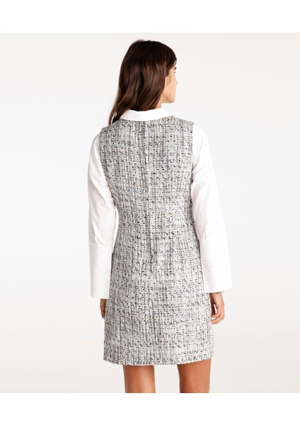 V Yakalı Kolsuz Mini Elbise