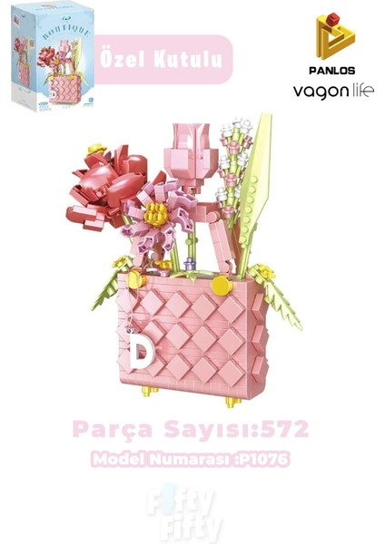 Panlos Boutıque Serisi Pembe Çanta Figürü 572 Parça Oyuncak Yapım Seti -FFP1076