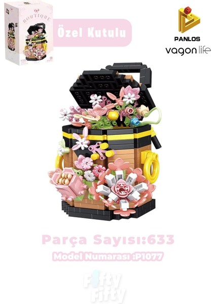 Panlos Boutıque Serisi Çiçekli Çanta Figürü 633 Parça Oyuncak Yapım Seti -FFP1077