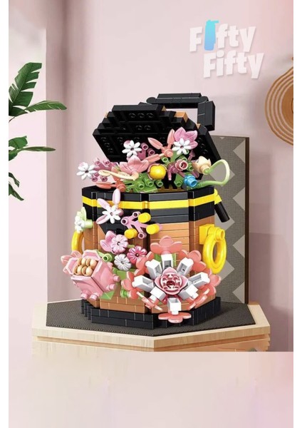 Panlos Boutıque Serisi Çiçekli Çanta Figürü 633 Parça Oyuncak Yapım Seti -FFP1077 modelleri