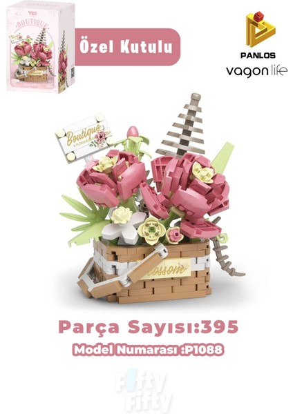 Panlos Boutıque Serisi Mini Çiçek Buketi 395 Parça Oyuncak Yapım Seti -FFP1088