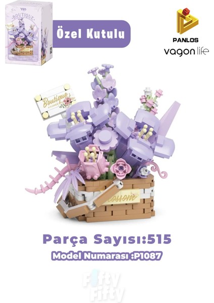 Panlos Boutıque Serisi Mini Çiçek Buketi 515 Parça Oyuncak Yapım Seti -FFP1087