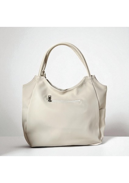 Paraşüt Kumaş Kadın Omuz Çantası – Frezya Model – Astarlı – Fermuarlı – 43X36X8 cm – Latte / Açık Krem / Siyah fırsatları