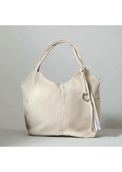 Paraşüt Kumaş Kadın Omuz Çantası – Frezya Model – Astarlı – Fermuarlı – 43X36X8 cm – Latte / Açık Krem / Siyah indirimleri