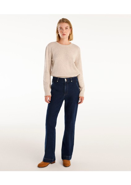 Yüksek Bel Bootcut Denim Pantolon
